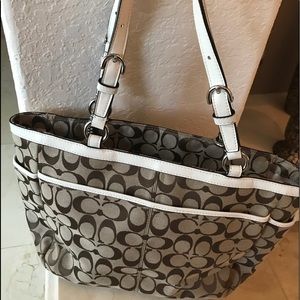Coach signature zippered tote purse bag